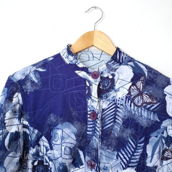 Quilted Barn Jacket, Shacket Reversible Bomber Jacket, Front Patch Pockets - Picture 4 of 14